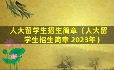 人大留学生招生简章（人大留学生招生简章 2023年）